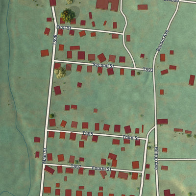 Close-up of the map of Acosta, Pennsylvania print showing street and building detail