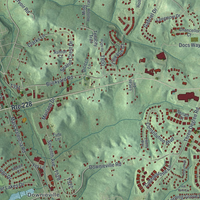 Close-up of the map of Adams, Butler County, Pennsylvania print showing street and building detail