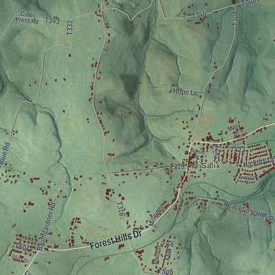 Close-up of the map of Adams, Cambria County, Pennsylvania print showing street and building detail