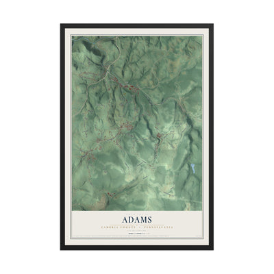 Map of Adams, Cambria County, Pennsylvania, 12 x 18 inch print in a black wood frame