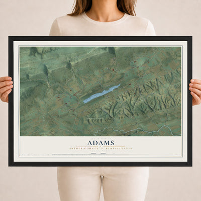 Map of Adams, Snyder County, Pennsylvania, 18 x 24 inch print in a black wood frame