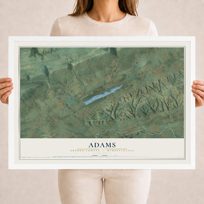 Map of Adams, Snyder County, Pennsylvania, 18 x 24 inch print in a white wood frame