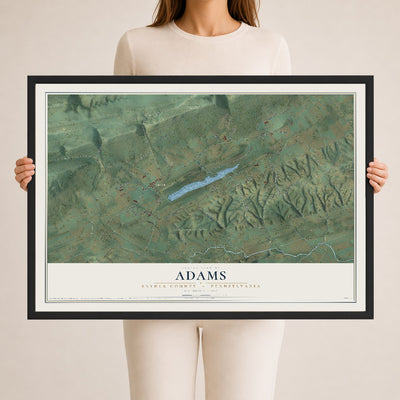 Map of Adams, Snyder County, Pennsylvania, 24 x 36 inch print in a black wood frame