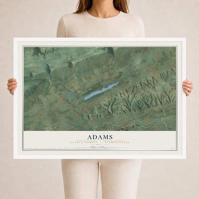 Map of Adams, Snyder County, Pennsylvania, 24 x 36 inch print in a white wood frame