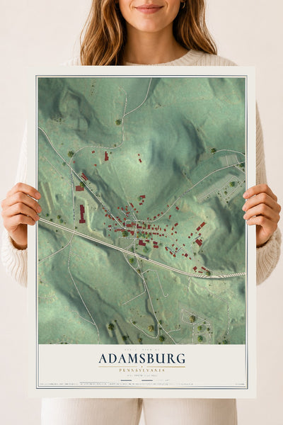 Map of Adamsburg, Pennsylvania, 18 x 24 inch unframed archival matte print