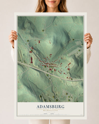 Map of Adamsburg, Pennsylvania, 24 x 36 inch unframed archival matte print
