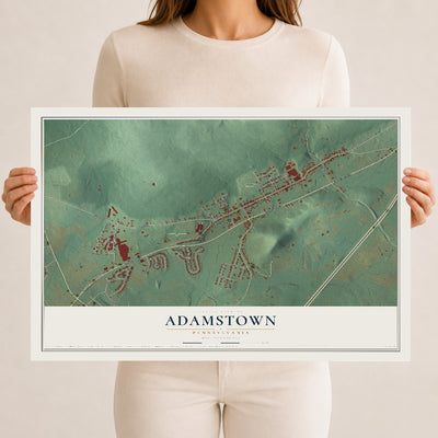 Map of Adamstown, Pennsylvania, 12 x 18 inch unframed archival matte print