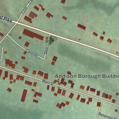 Close-up of the map of the Borough of Addison, Somerset County, Pennsylvania print showing street and building detail