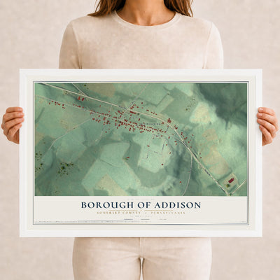 Map of the Borough of Addison, Somerset County, Pennsylvania, 12 x 18 inch print in a white wood frame