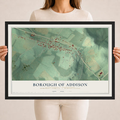 Map of the Borough of Addison, Somerset County, Pennsylvania, 18 x 24 inch print in a black wood frame