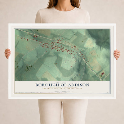 Map of the Borough of Addison, Somerset County, Pennsylvania, 24 x 36 inch print in a white wood frame