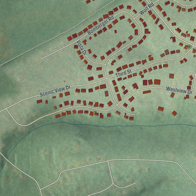 Second close-up of the map of Akron, Pennsylvania print showing more streets and buildings