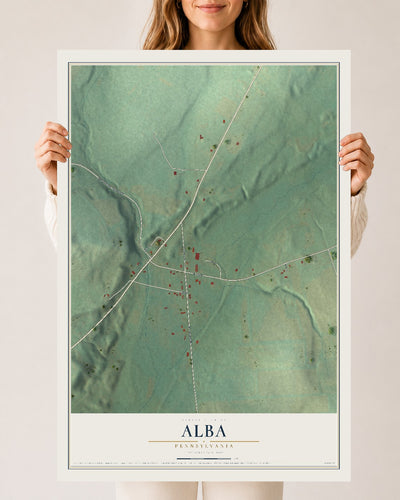 Map of Alba, Pennsylvania, 24 x 36 inch unframed archival matte print