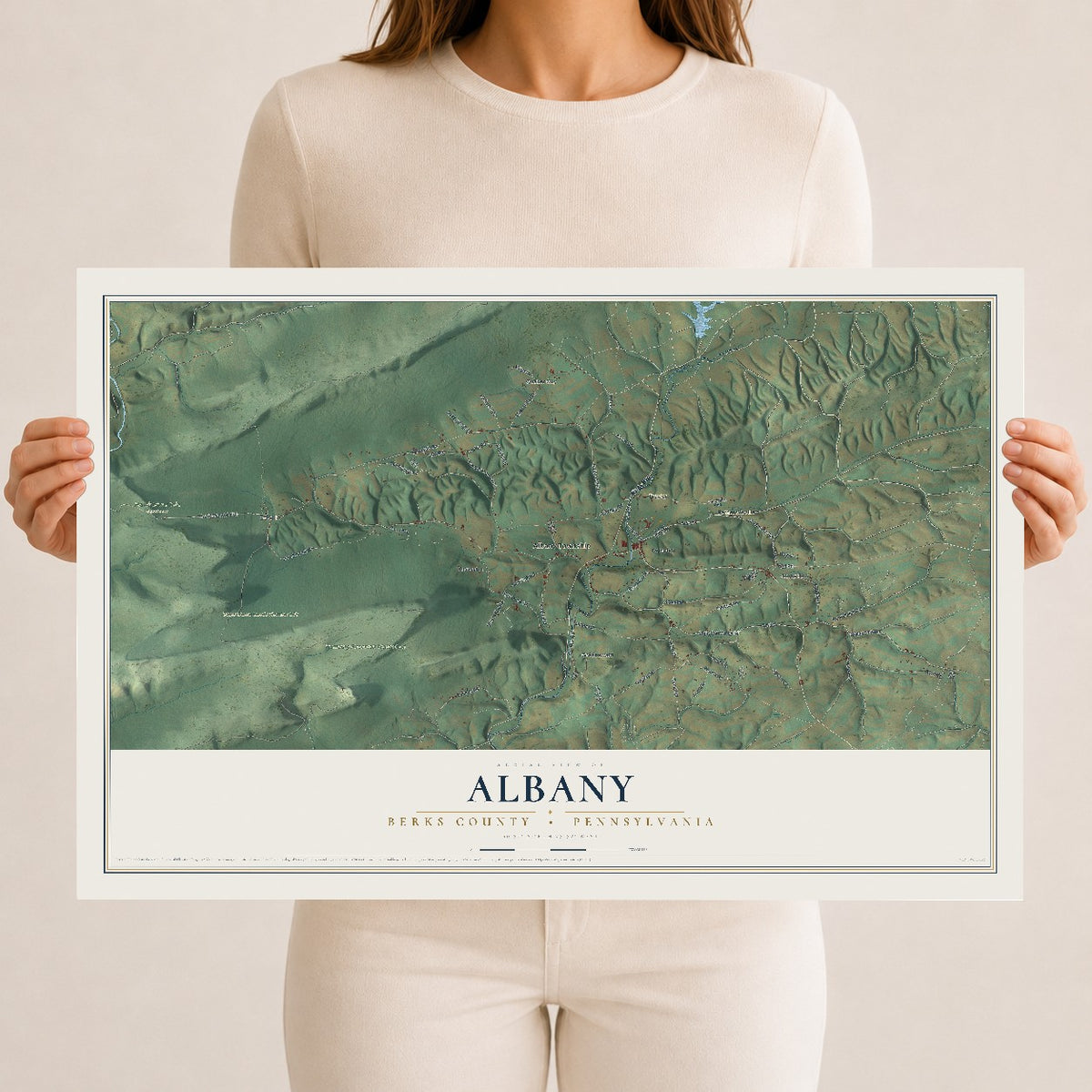 Map of Albany, Berks County, Pennsylvania, 12 x 18 inch unframed archival matte print