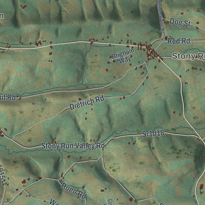 Second close-up of the map of Albany, Berks County, Pennsylvania print showing more streets and buildings