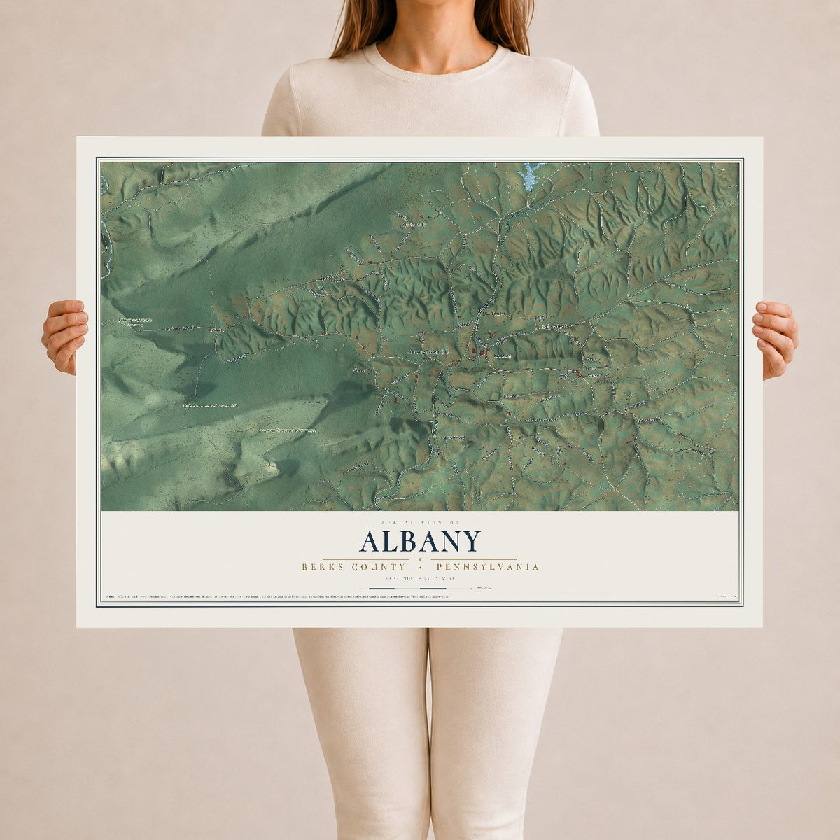 Map of Albany, Berks County, Pennsylvania, 24 x 36 inch unframed archival matte print