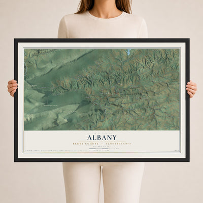 Map of Albany, Berks County, Pennsylvania, 24 x 36 inch print in a black wood frame