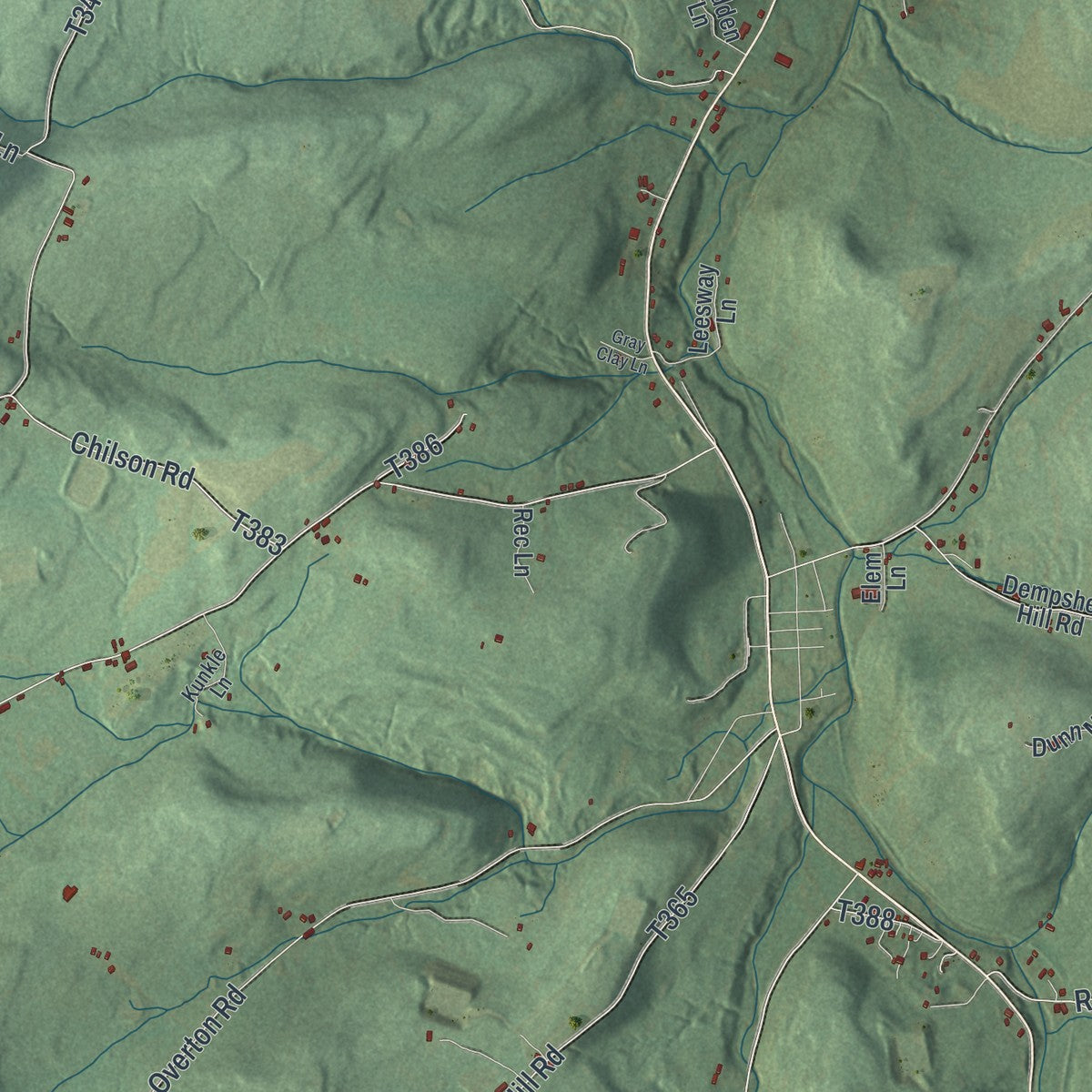 Close-up of the map of Albany, Bradford County, Pennsylvania print showing street and building detail