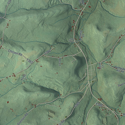 Close-up of the map of Albany, Bradford County, Pennsylvania print showing street and building detail