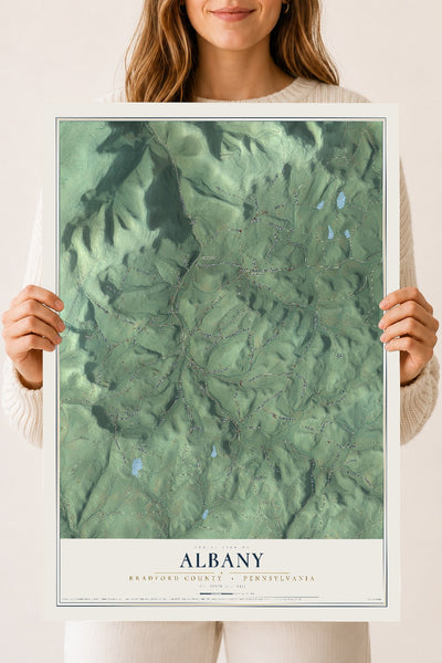 Map of Albany, Bradford County, Pennsylvania, 18 x 24 inch unframed archival matte print