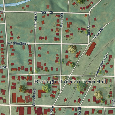 Close-up of the map of Albion, Pennsylvania print showing street and building detail