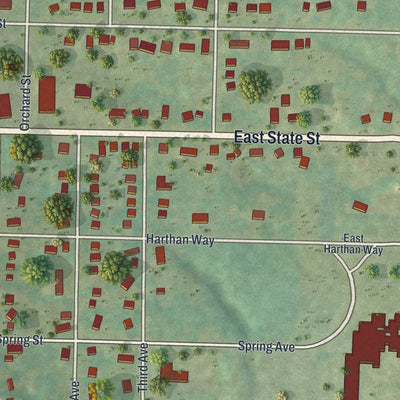 Second close-up of the map of Albion, Pennsylvania print showing more streets and buildings