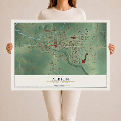 Map of Albion, Pennsylvania, 24 x 36 inch unframed archival matte print