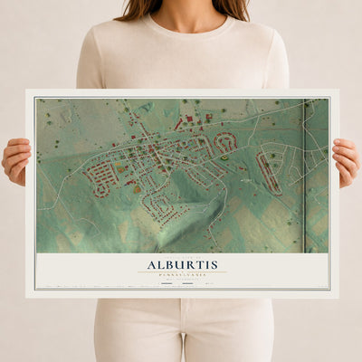 Map of Alburtis, Pennsylvania, 12 x 18 inch unframed archival matte print