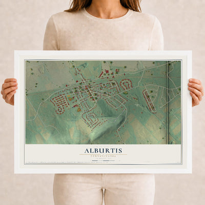 Map of Alburtis, Pennsylvania, 12 x 18 inch print in a white wood frame