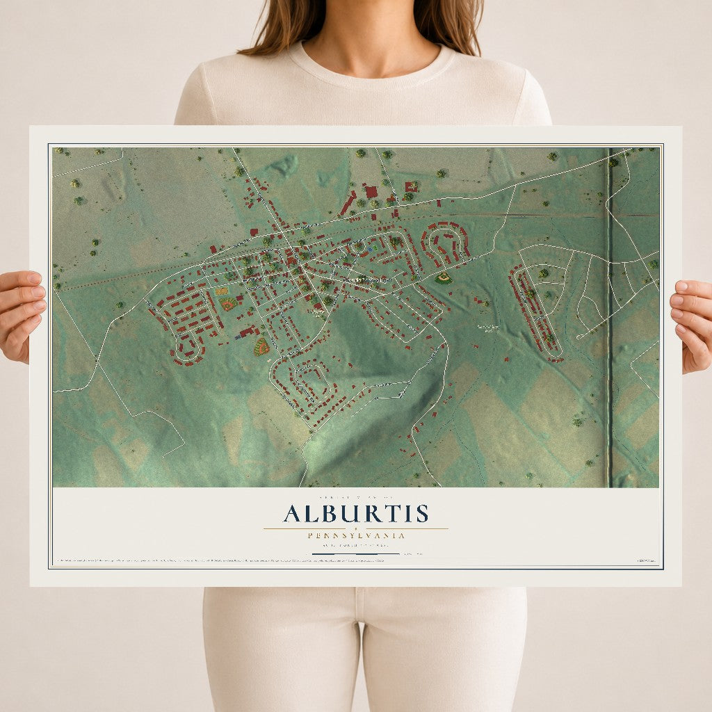 Map of Alburtis, Pennsylvania, 18 x 24 inch unframed archival matte print