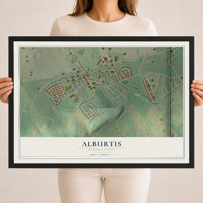 Map of Alburtis, Pennsylvania, 18 x 24 inch print in a black wood frame