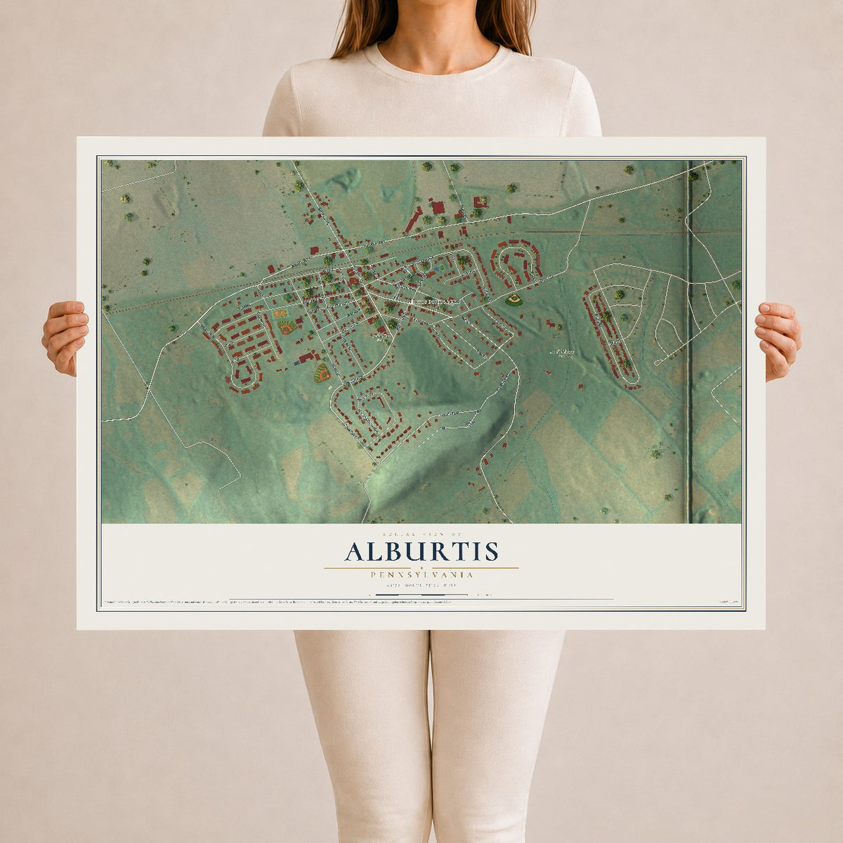 Map of Alburtis, Pennsylvania, 24 x 36 inch unframed archival matte print