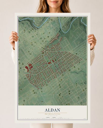 Map of Aldan, Pennsylvania, 24 x 36 inch unframed archival matte print