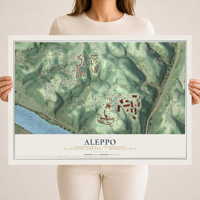 Map of Aleppo, Allegheny County, Pennsylvania, 18 x 24 inch unframed archival matte print