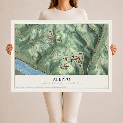 Map of Aleppo, Allegheny County, Pennsylvania, 24 x 36 inch unframed archival matte print