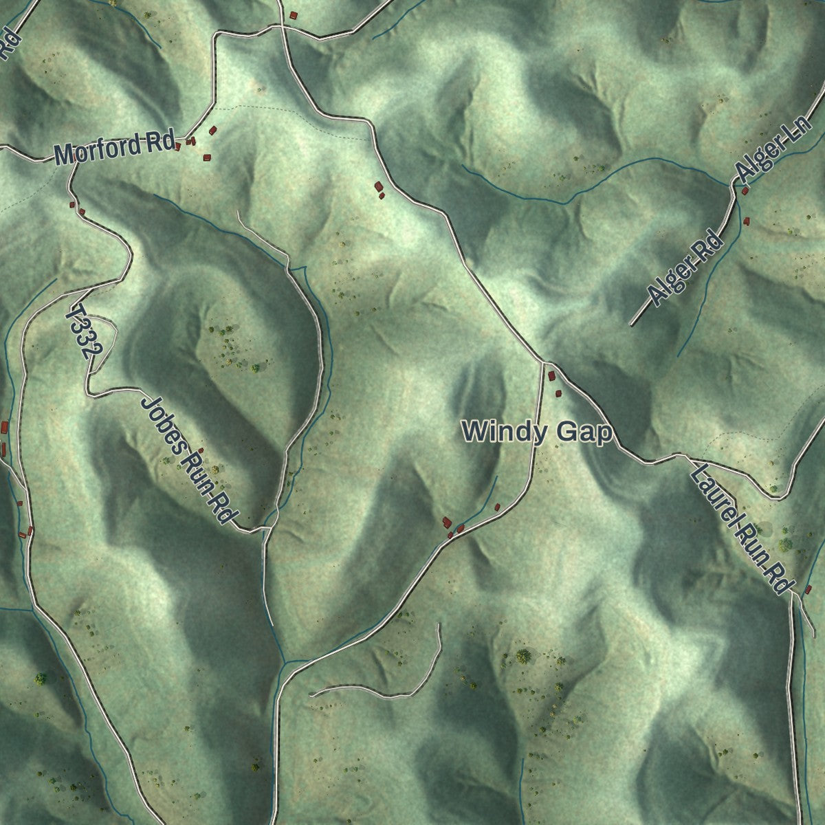 Close-up of the map of Aleppo, Greene County, Pennsylvania print showing street and building detail