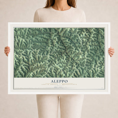 Map of Aleppo, Greene County, Pennsylvania, 24 x 36 inch print in a white wood frame