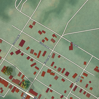 Close-up of the map of Alexandria, Pennsylvania print showing street and building detail
