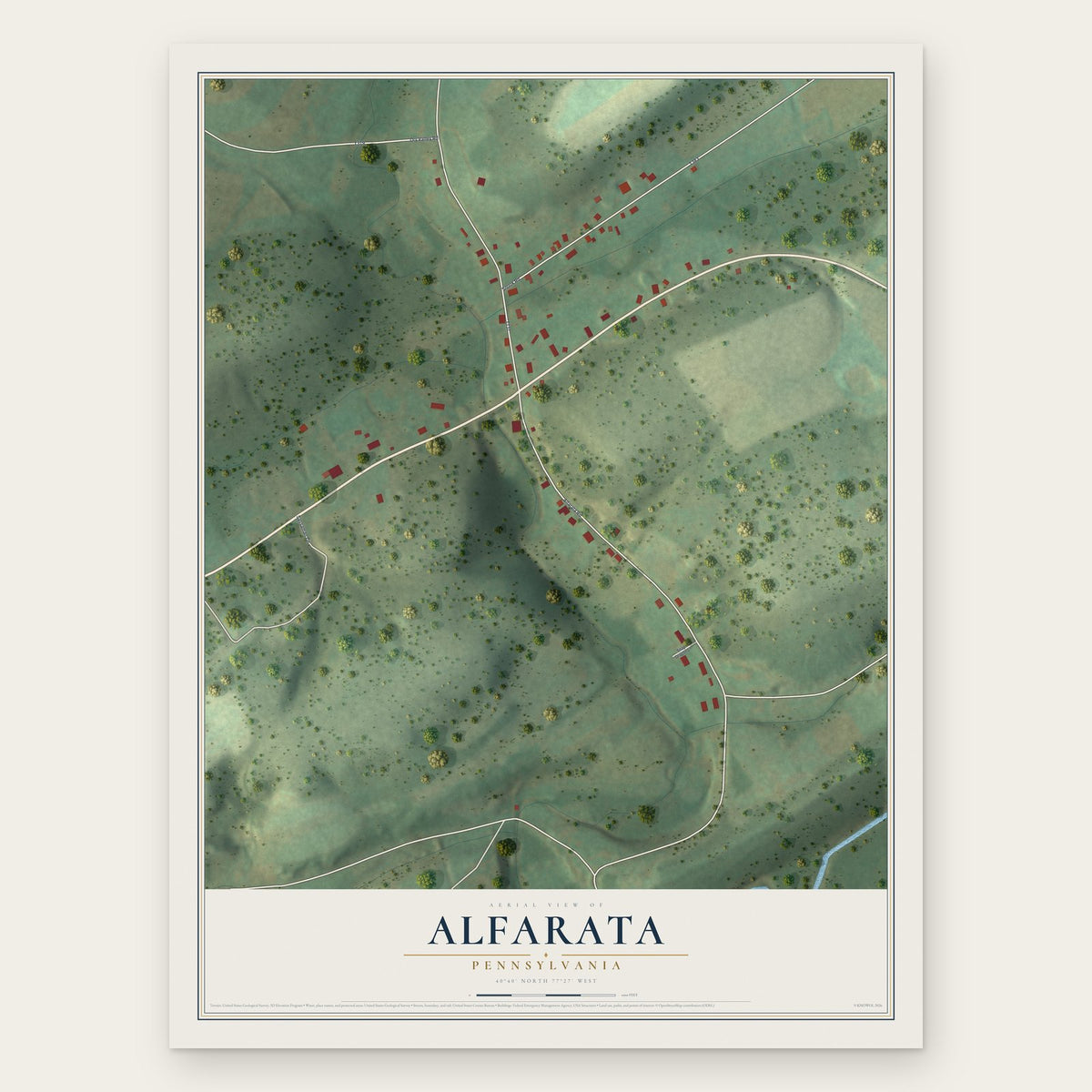 Alfarata, Pennsylvania map print, the full design