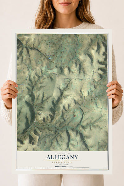 Map of Allegany, Pennsylvania, 18 x 24 inch unframed archival matte print