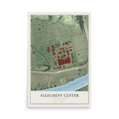Map of Allegheny Center, Pennsylvania, 12 x 18 inch unframed archival matte print