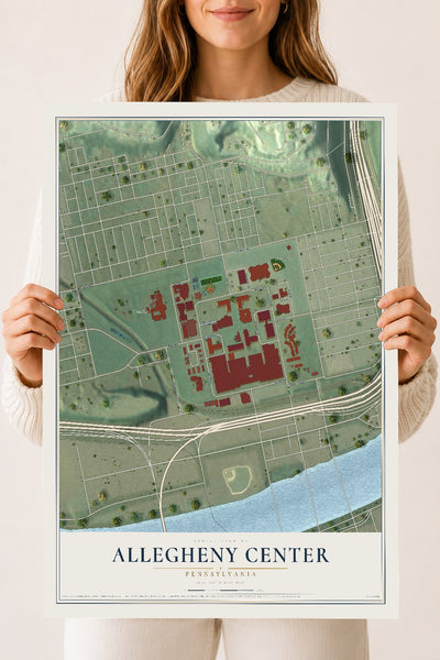 Map of Allegheny Center, Pennsylvania, 18 x 24 inch unframed archival matte print
