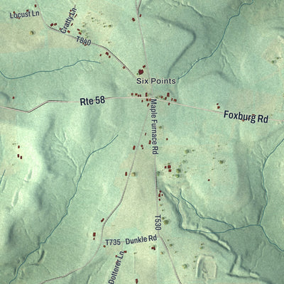 Second close-up of the map of Allegheny, Butler County, Pennsylvania print showing more streets and buildings