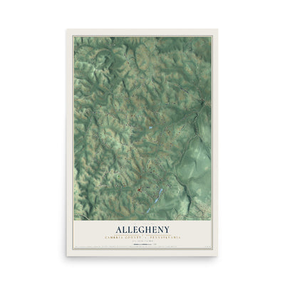 Map of Allegheny, Cambria County, Pennsylvania, 12 x 18 inch unframed archival matte print