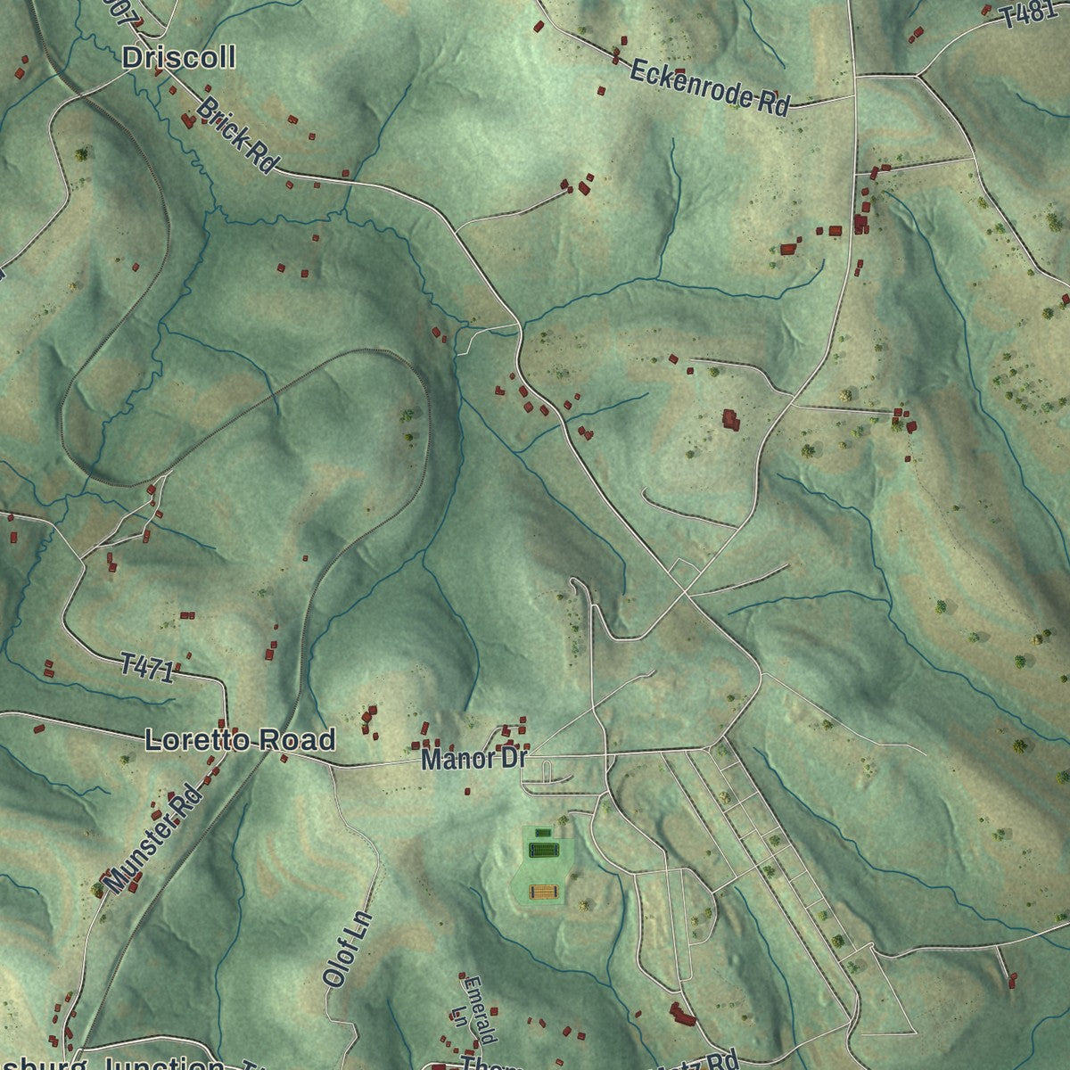 Close-up of the map of Allegheny, Cambria County, Pennsylvania print showing street and building detail
