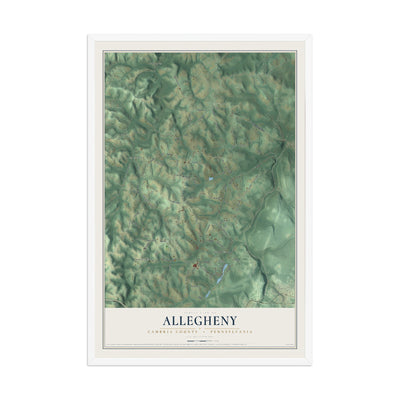 Map of Allegheny, Cambria County, Pennsylvania, 12 x 18 inch print in a white wood frame