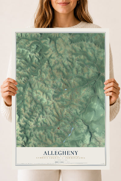 Map of Allegheny, Cambria County, Pennsylvania, 18 x 24 inch unframed archival matte print