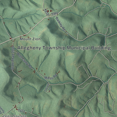 Close-up of the map of Allegheny, Somerset County, Pennsylvania print showing street and building detail