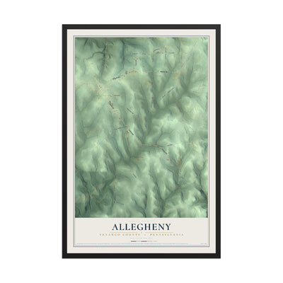 Map of Allegheny, Venango County, Pennsylvania, 12 x 18 inch print in a black wood frame