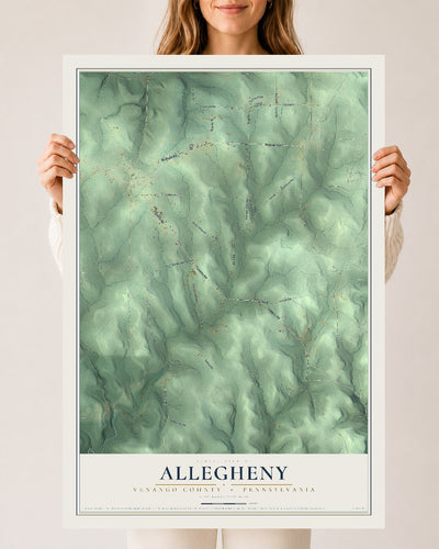 Map of Allegheny, Venango County, Pennsylvania, 24 x 36 inch unframed archival matte print
